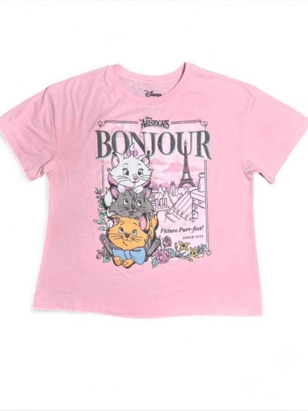 Disney The Aristocats Pink Graphic Junior Size XL Fits Womens Large